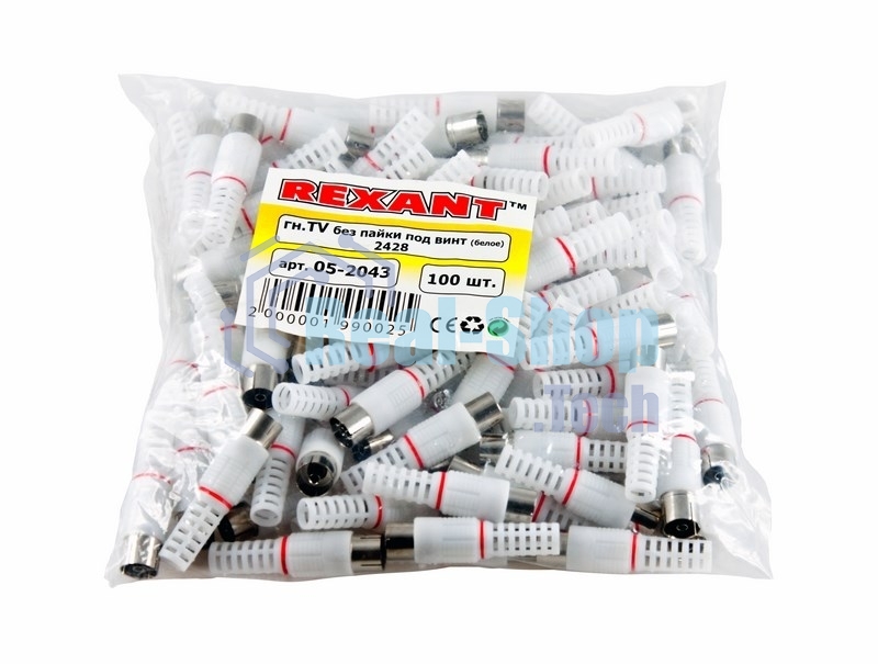 Разъем гнездо TV без пайки белый Rexant