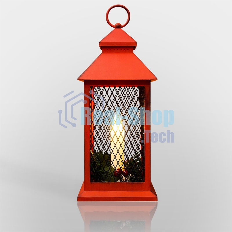 Декоративный фонарь Neon-night со свечкой, красный корпус, размер 13.5х13.5х30,5 см, цвет теплый белый