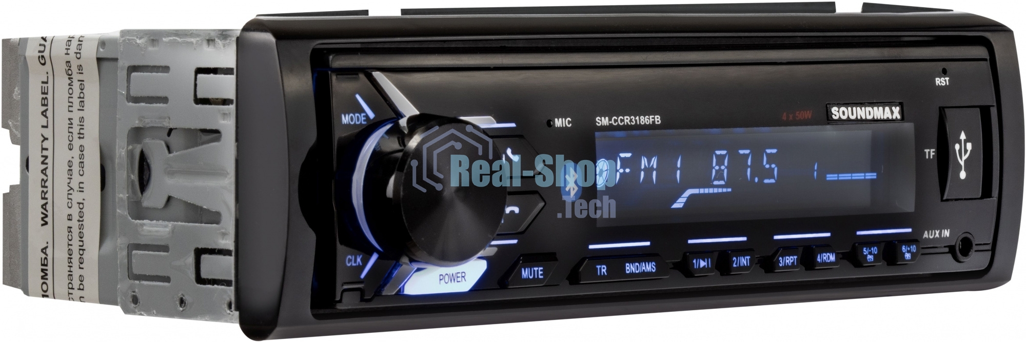 Автомагнитола Soundmax SM-CCR3186, 1 DIN, Bluetooth, USB Type-A, AUX