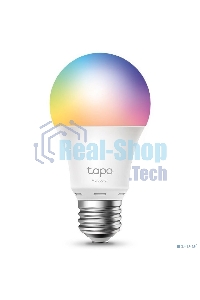 Умная многоцветная Wi‑Fi лампа Tapo Smart WiFi Bulb, A60 size，E27 base, 9.5W, 16 million colors, 2000k-6500k tunable white, 800 lumens brightness and diммable, 802.11b/g/n 2.4G WiFi connection, work with 200-240 V, 50/60 Hz power voltage and frequency, wo