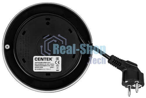 Чайник Centek CT-0019, 1100 Вт, стекло, черный и серебристый