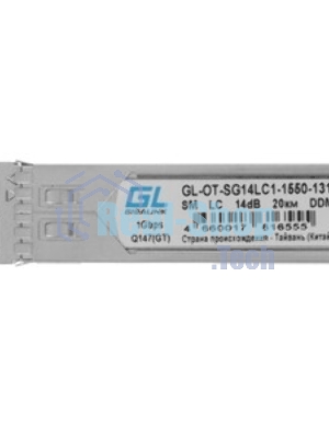 Сетевое оборудование GIGALINK GL-OT-SG14LC1-1550-1310-D Модуль SFP, WDM, 1Гбит/c, одно волокно SM, LC, Tx:1550/Rx:1310 нм, DDM, 14 дБ (до 20 км)