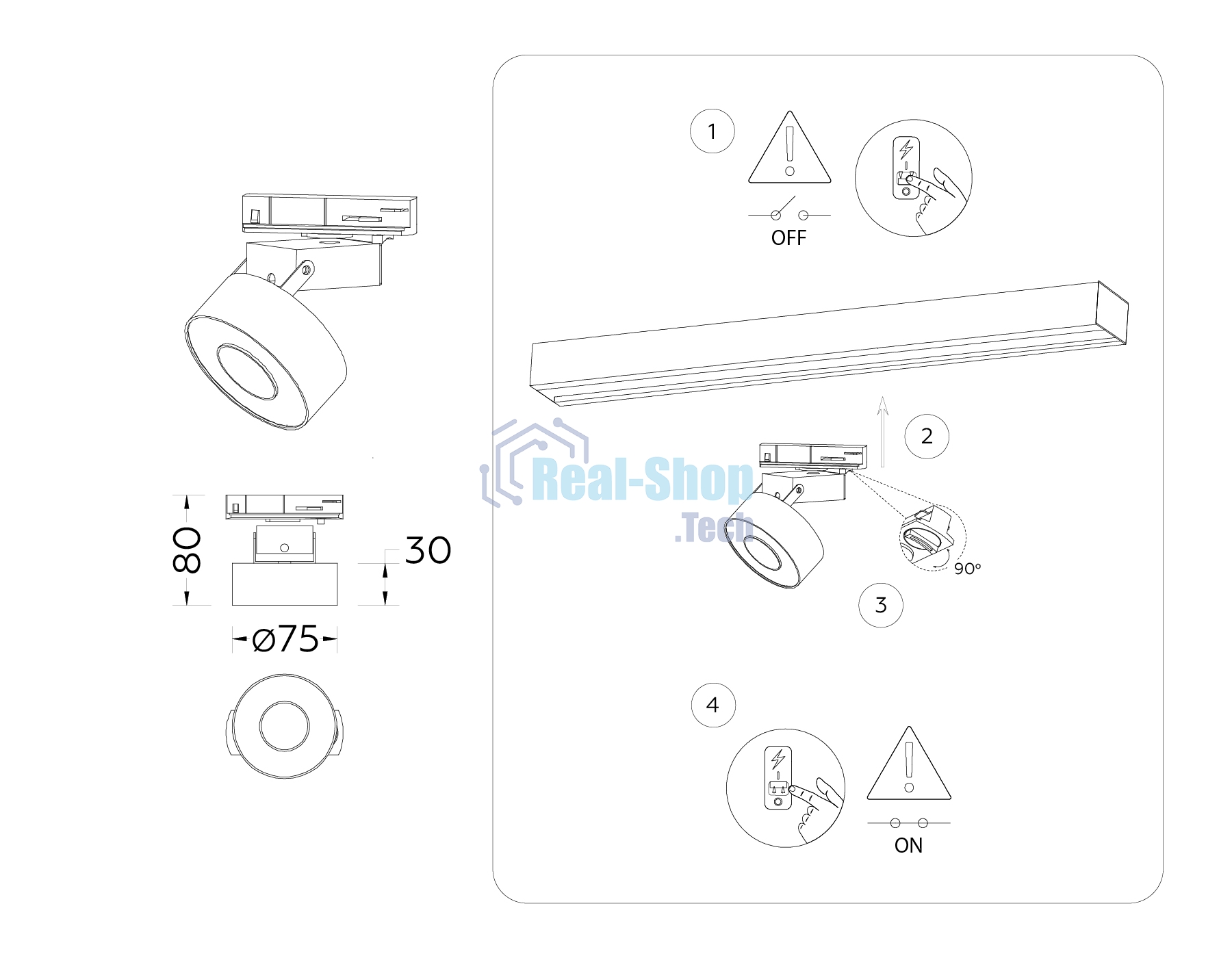 Трековый однофазный светодиодный светильник Ambrella light GL6861 WH белый LED 10W 4200K D75*80