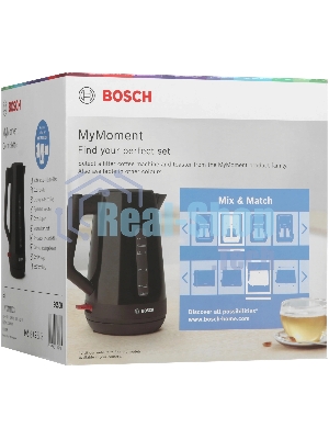Чайник электрический Bosch TWK1M123 черный, 1.7 л, 2400 Вт, скрытый нагревательный элемент