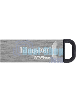 Флешка USB Kingston DataTraveler KYSON (DTKN/128 Gb), 128Gb, USB 3.2 Gen 1, R/W 200/60, серебристый/черный