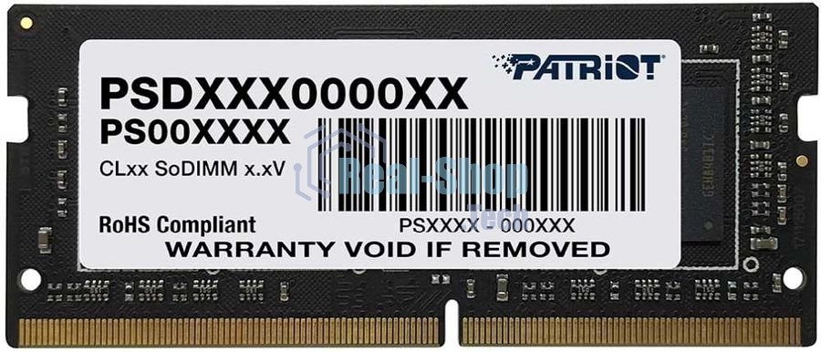 Оперативная память Patriot Signature, DDR4, 16GB (1x16 GB), 3200 MHz, CL22, SO-DIMM