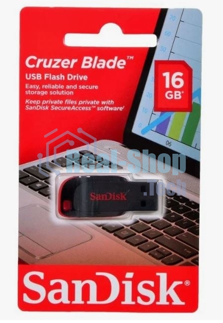 Флешка USB Sandisk CZ50 Cruzer Blade (SDCZ50-016G-B35), 16Gb, USB 2.0, R/W 15/4, черный/красный