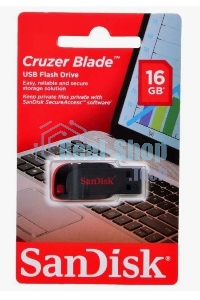 Флешка USB Sandisk CZ50 Cruzer Blade (SDCZ50-016G-B35), 16Gb, USB 2.0, R/W 15/4, черный/красный