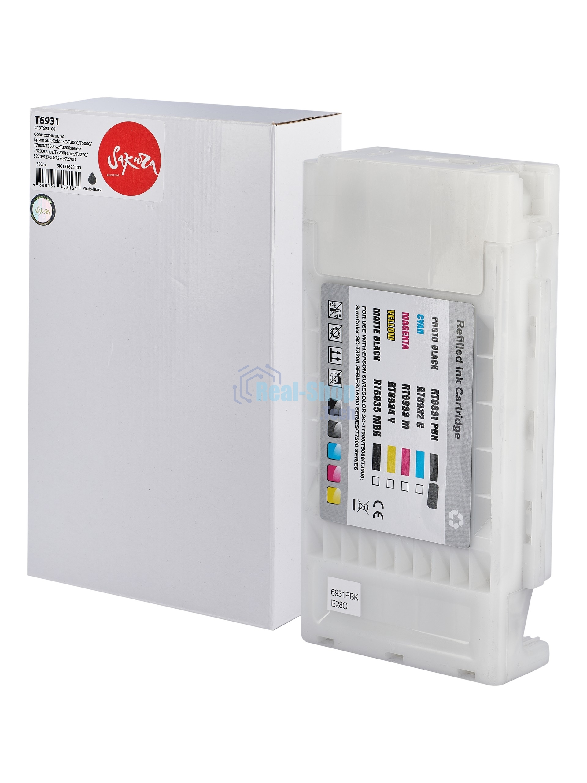 Картридж струйный Sakura C13T693100 (T6931 Photo Black) для Epson, фото-черный, 350 мл.