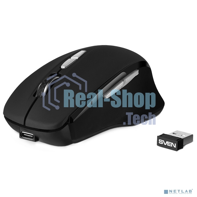 Мышь беспроводная SVEN RX-590SW черный, 1600 dpi, радиоканал, Bluetooth, USB, кнопки - 7
