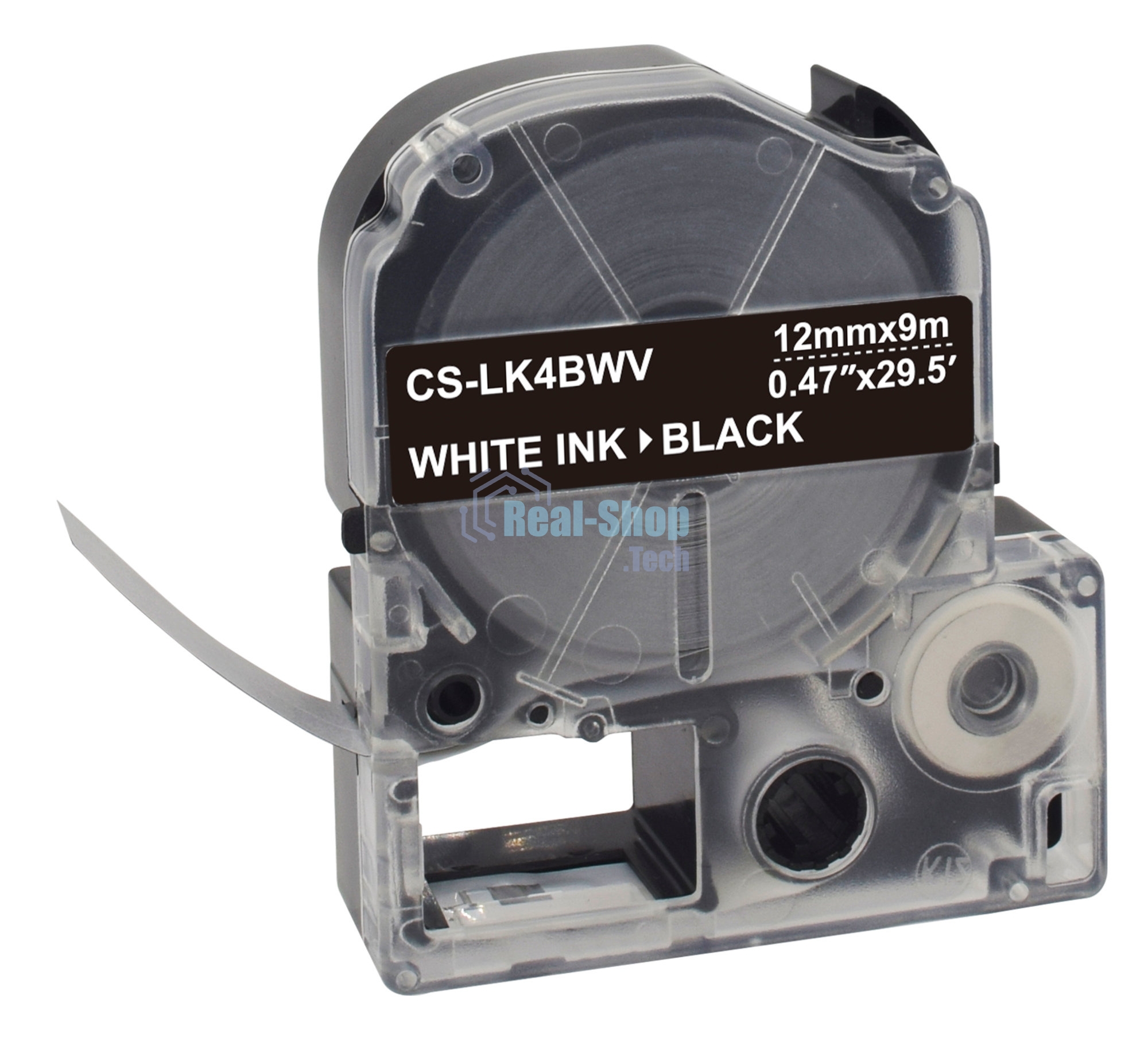 Картридж ленточный Cactus CS-LK4BWV белый шрифт, черный фон (12 мм, 9 м) для Epson LW300/LW400/LW700/LW600P/LW1000P/K400/Z700/Z900