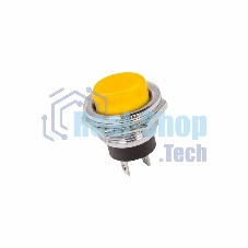 Выключатель-кнопка металл Rexant 250V 2А (2с) (ON)-OFF Ø16.2 желтая
