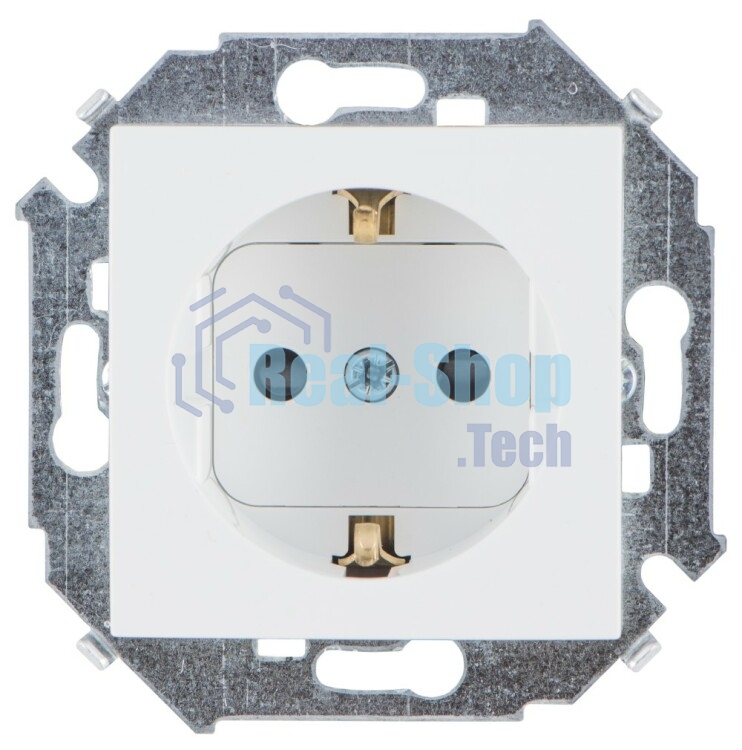 Механизм розетки 1-м СП Simon15 защ. шторки с заземл. белый Simon 1591443-030