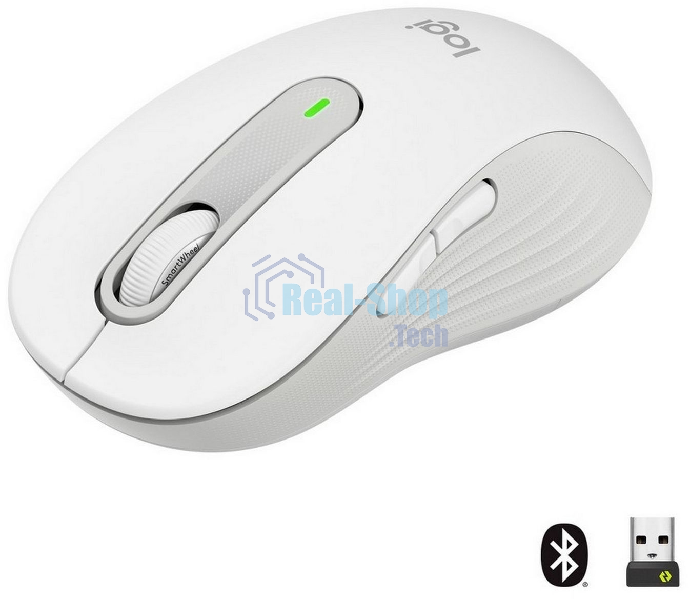 Мышь беспроводная Logitech Signature M650 L белый, 4000 dpi, радиоканал, Bluetooth, USB, кнопки - 5