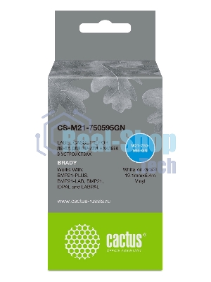 Картридж ленточный Cactus CS-M21-750595GN белый шрифт, зеленый фон (19.1 мм, 6.4 м) для Brady BMP21-PLUS, BMP21-LAB