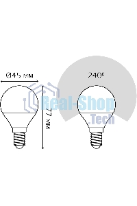 Лампа светодиодная Gauss 6.5Вт шар 3000К теплый белый E14 520лм 150-265В