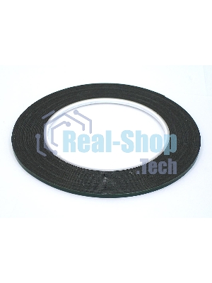 Скотч двусторонний черный вспененный с зеленой защитной лентой толщина 0.5мм ширина 3мм 10м