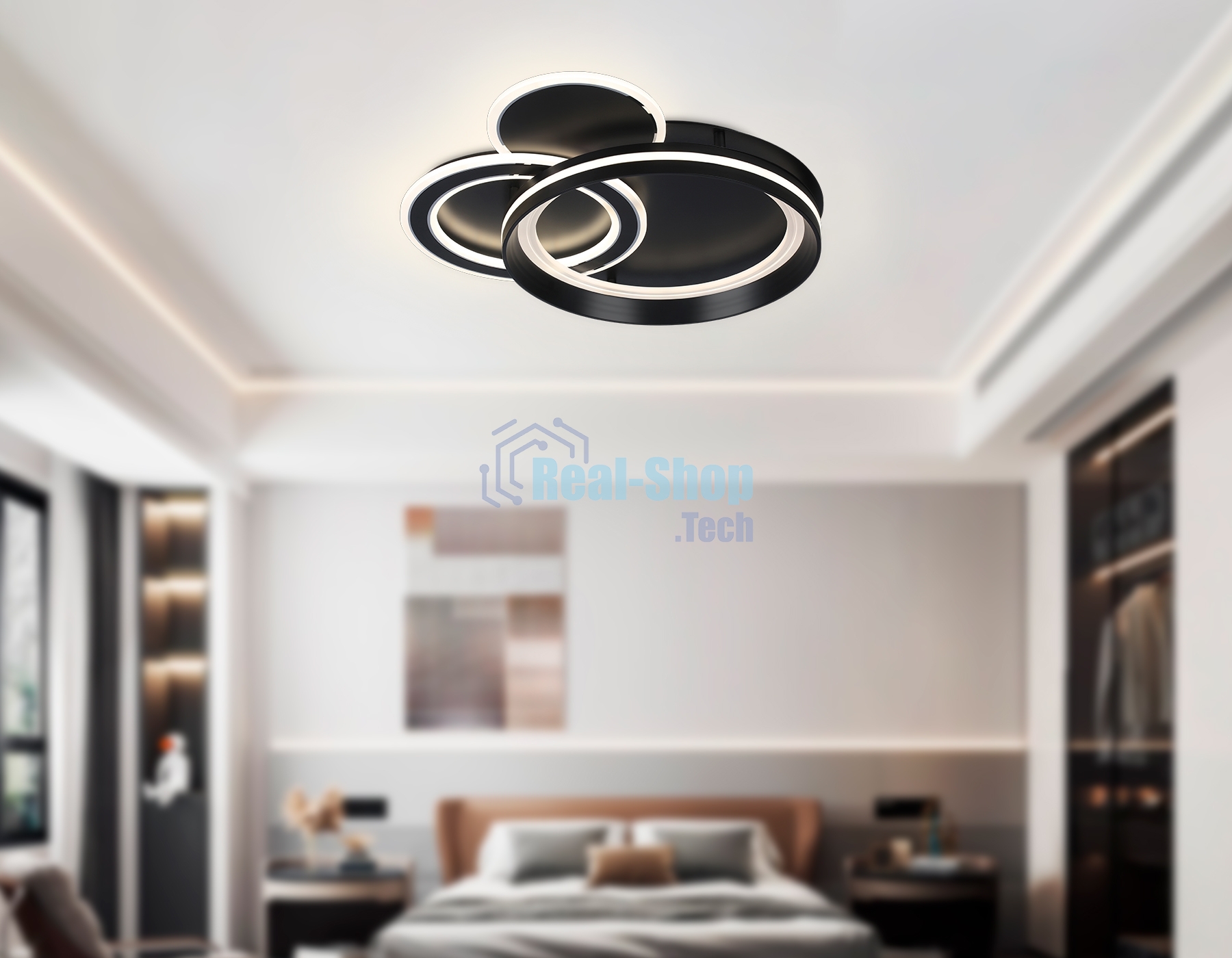 Светильник Ambrella light FA8515/3 BK черный 143W 3000K-6400K 500*500*80 (ПДУ РАДИО 2.4G)