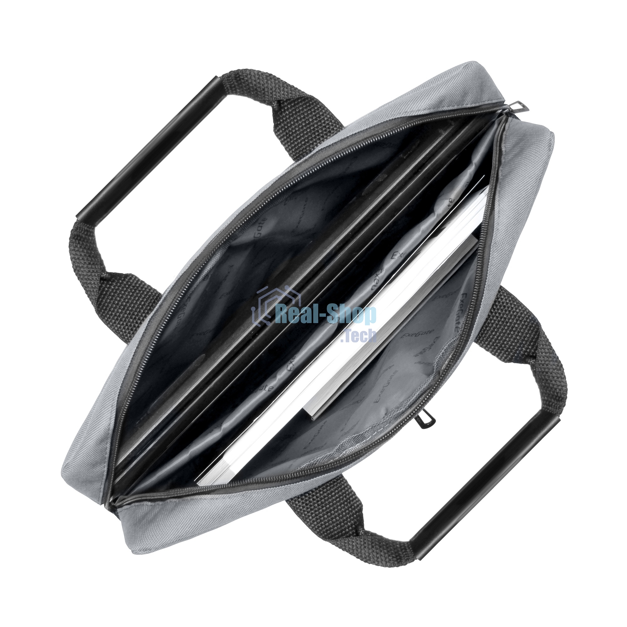 Сумка для ноутбука ExeGate Office F1590 Grey, серая, полиэстер, для ноутбуков до 15.6