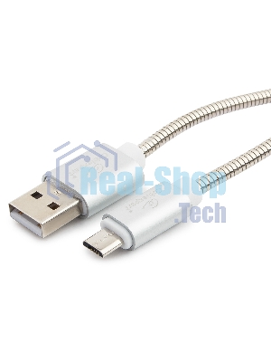 Кабель USB2.0 Cablexpert CC-G-mUSB02S-0.5M, AM/microB, серия Gold, длина 0.5м, серебро, блистер