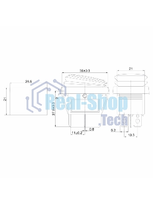 Выключатель клавишный Rexant 250V 15А (4с) ON-OFF красный с подсветкой, влагозащита (RWB-507) Индивидуальная упаковка 1 шт