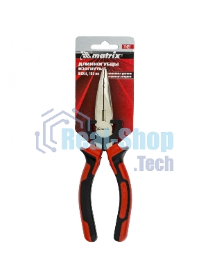 Длинногубцы Matrix NICKEL, 180 мм, изогнутые никелированные, двухкомпонентные рукоятки