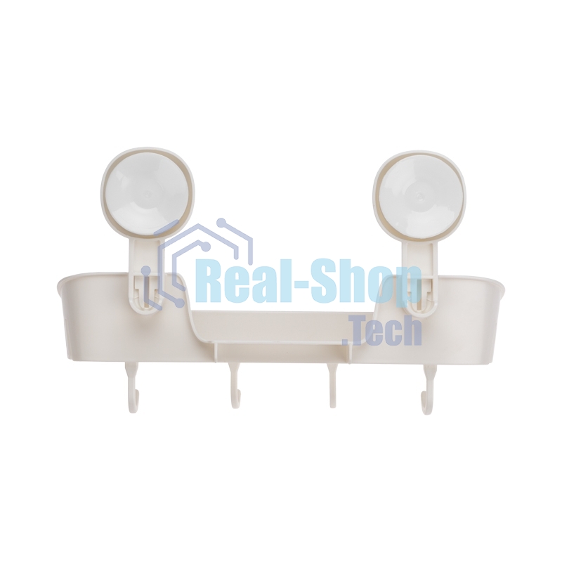 Полка для ванной и кухни HALSA HLS-F-107W с крючками на вакуумной присоске