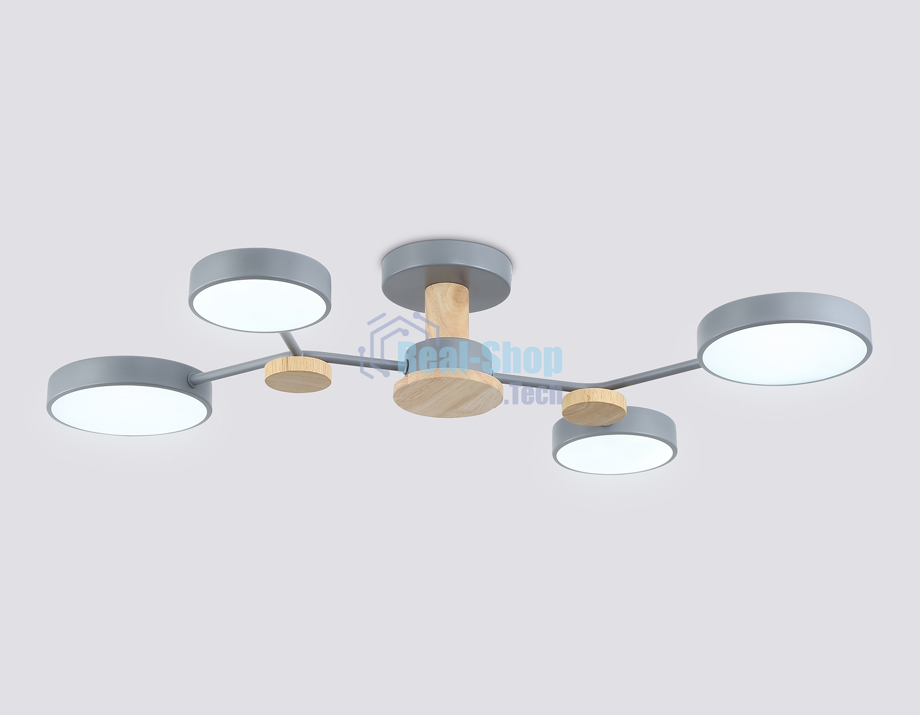 Светильник Ambrella light FL4859/4 GR/WD серый/дерево 60W 3000-6000K 700*400*120 (без ПДУ)