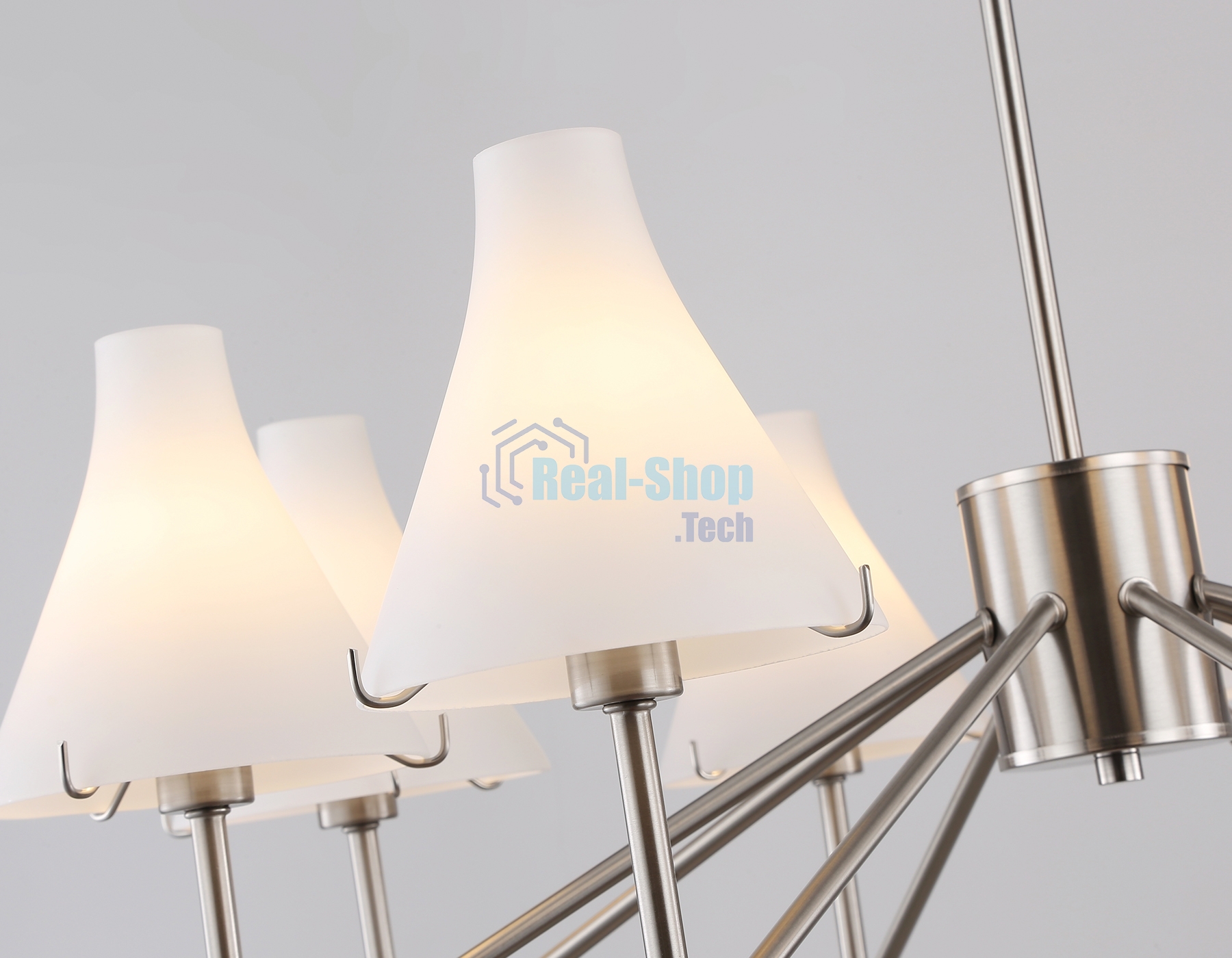 Люстра Ambrella light LH57125/8 SN/FR никель/белый матовый E14/8 max 40W D800*650