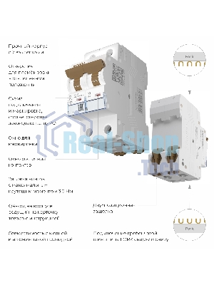 Автоматический выключатель Werkel 2P 50 A C 4,5 кА W902P504