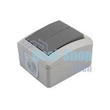 Выключатель двухклавишный Kranz INDUSTRIAL открытой установки, IP54 серый