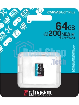 Флеш карта microSDXC 64Gb Kingston SDCG4/64GbSP Canvas Go! Plus V30 A2 w/o adapter