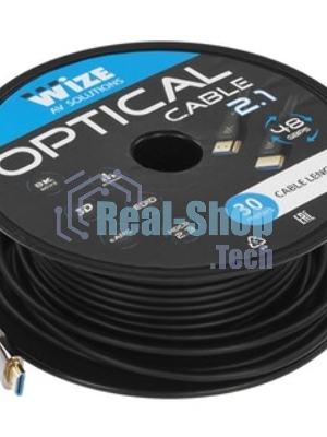 Кабель HDMI AOC-HM-HM-30M Wize, оптический, 30 м, 4K/60HZ, v.2.0, ARC, 19M/19M, черный, коробка