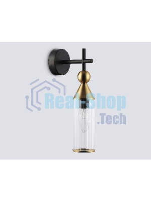 Настенный светильник Ambrella light LH55260 BK/BS/CL черный/латунь/прозрачный E14 max 40W 140*80*310