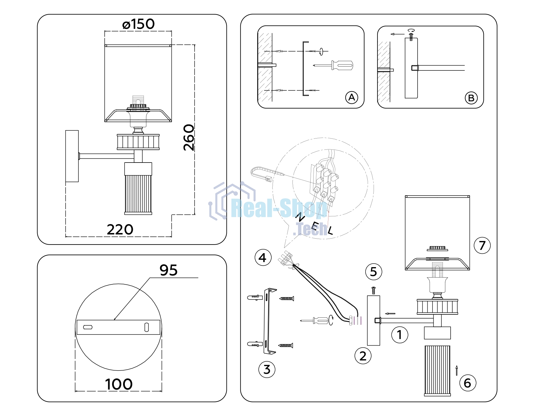 Настенный светильник Ambrella light LH71305 CGD/WH золото/белый E14 max 40W 220*150*260