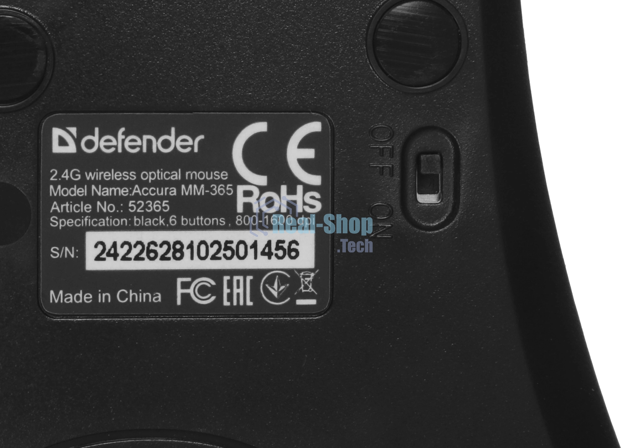 Мышь беспроводная Defender Accura MM-365 черный, 1600 dpi, радиоканал, USB, кнопки - 6
