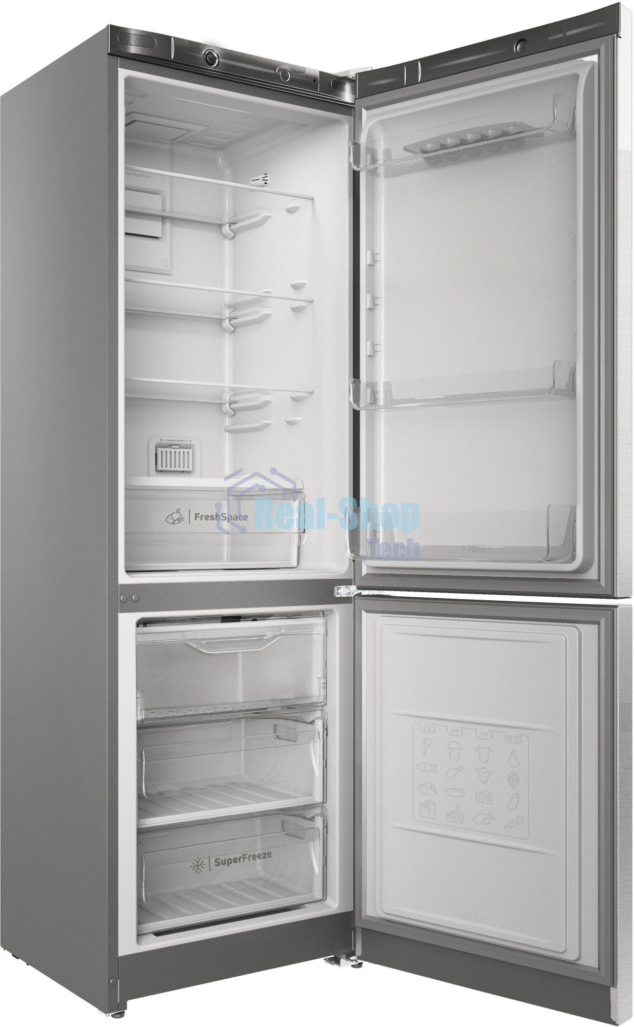 Холодильник Indesit ITS 4180 XB нержавеющая сталь двухкамерный 220/78 л морозилка снизу, No Frost