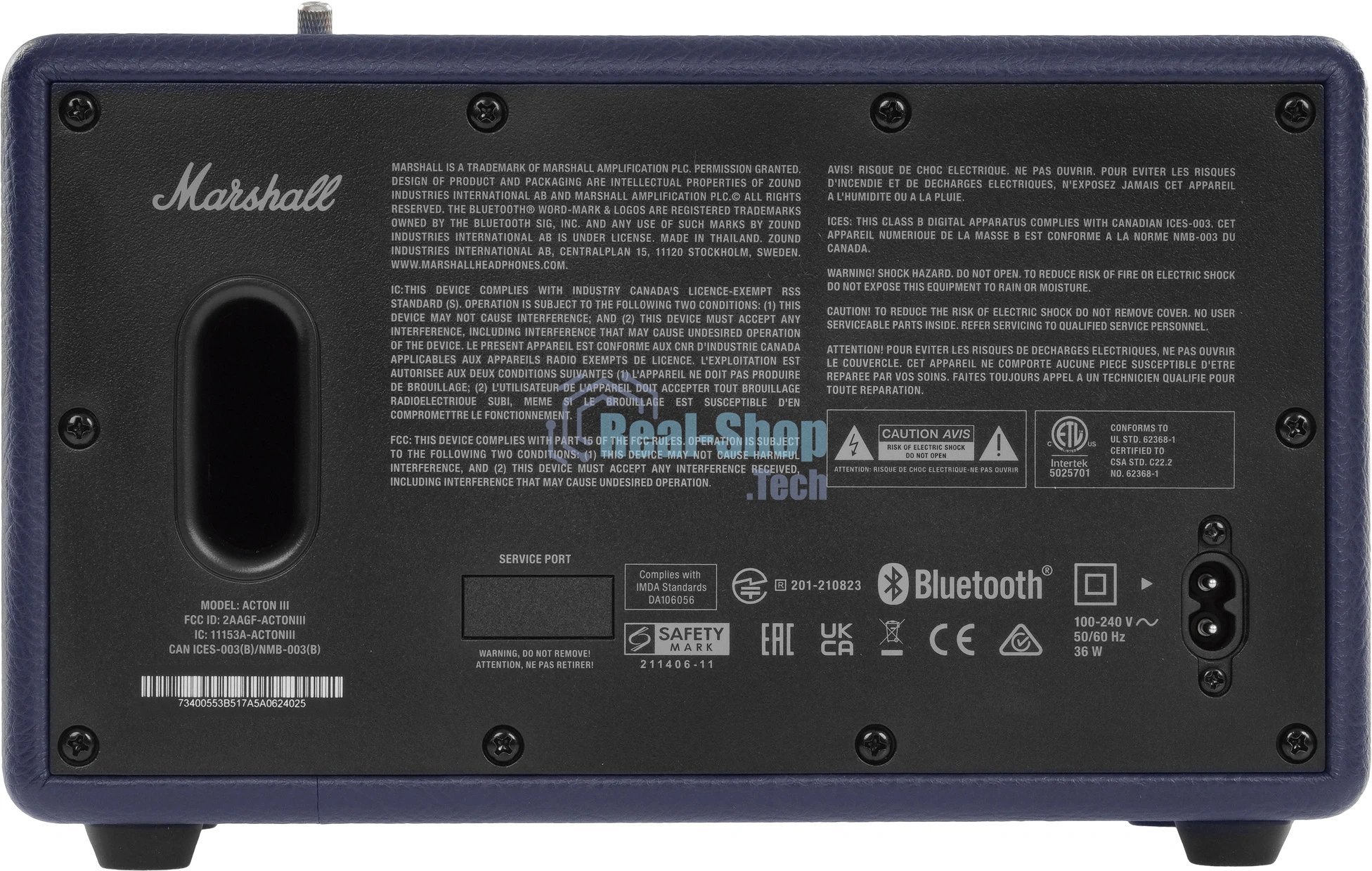 Колонка портативная Marshall Acton III синий 60W 2.1 BT/3.5Jack 10м