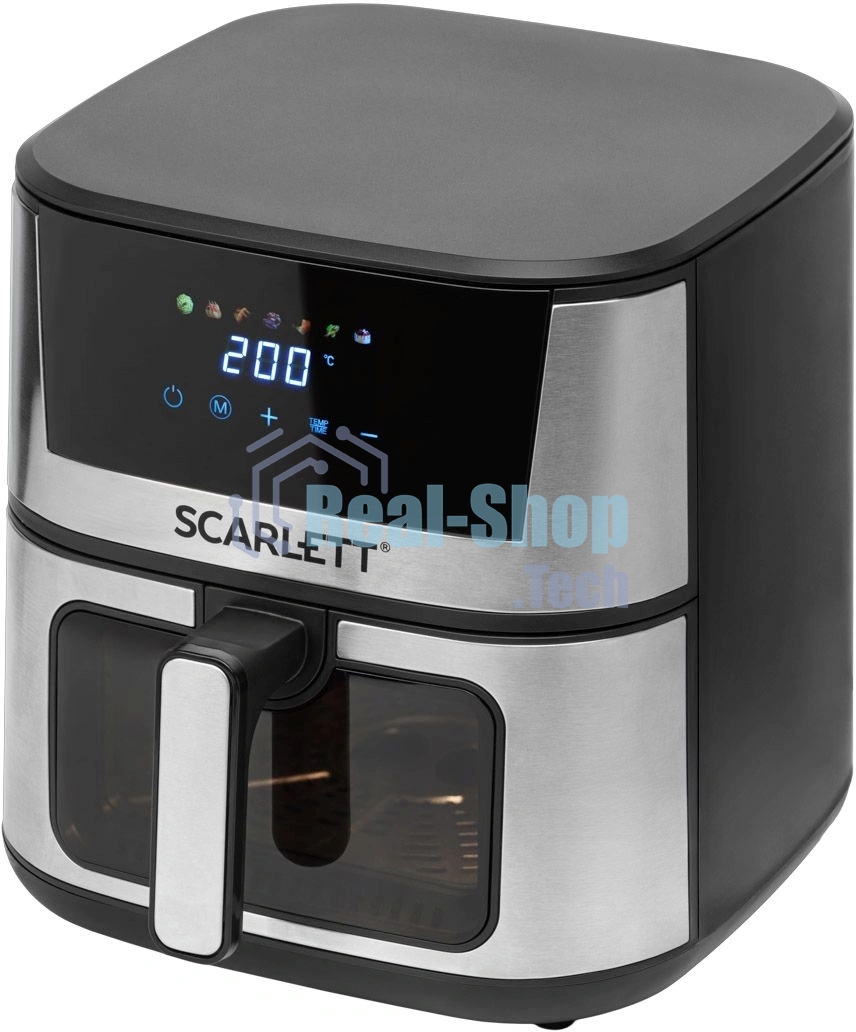 Аэрогриль Scarlett SC-AF15S03D черный/серебристый, 1600 Вт, 7 л, сенсор, 7 программ