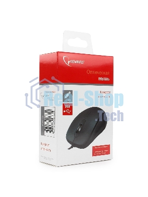 Мышь проводная Gembird MOP-100 черный, 1000 dpi, USB, кнопки - 3