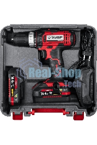 Дрель-шуруповерт аккумуляторная Зубр ДШЛ-145-22, Аккумуляторная, 14,4В, 2 АКБ, Кейс