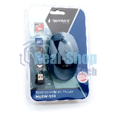 Мышь беспроводная Gembird MUSW-550 синий, 1600 dpi, радиоканал, Bluetooth, USB, кнопки - 6