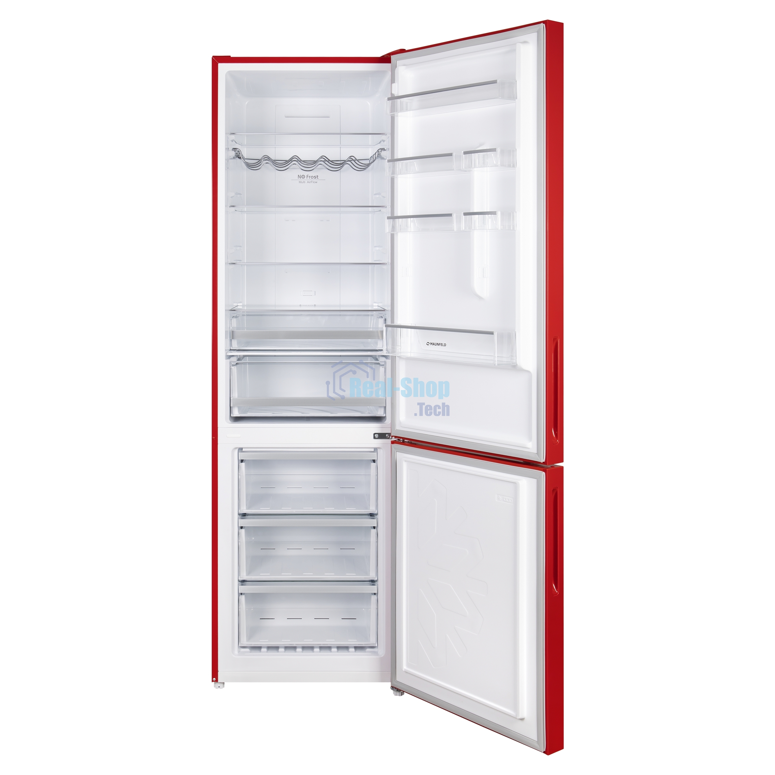 Холодильник Maunfeld MFF200NFR Inverter красный двухкамерный инвертор 271/106л морозилка снизу