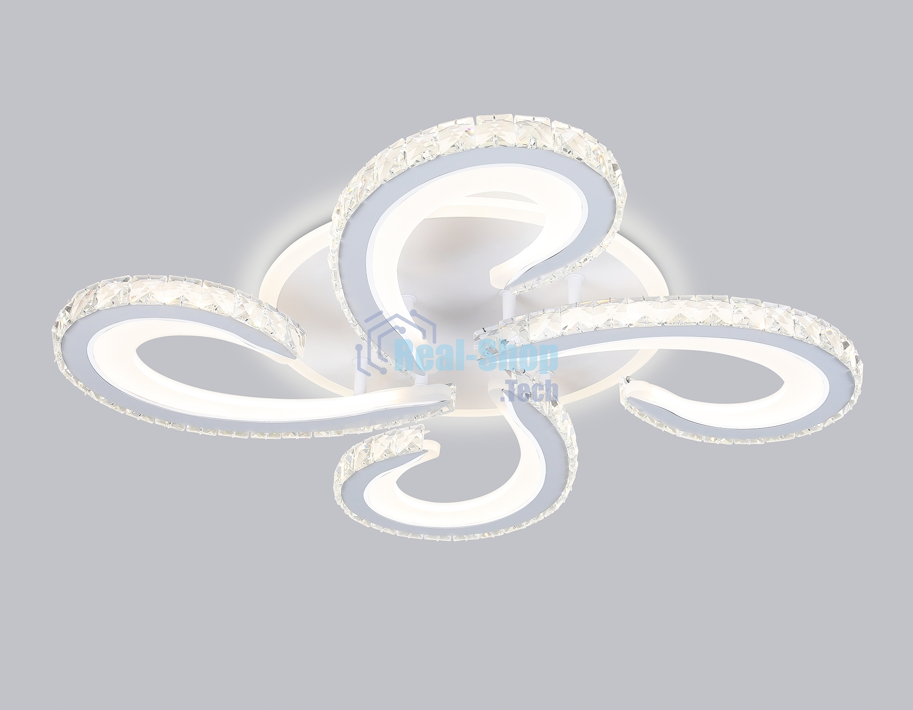 Потолочный светодиодный светильник Ambrella light FA1702/4 WH/CH белый/хром 121W 3000K-6400K 560*560*90 (ПДУ РАДИО 2.4G)