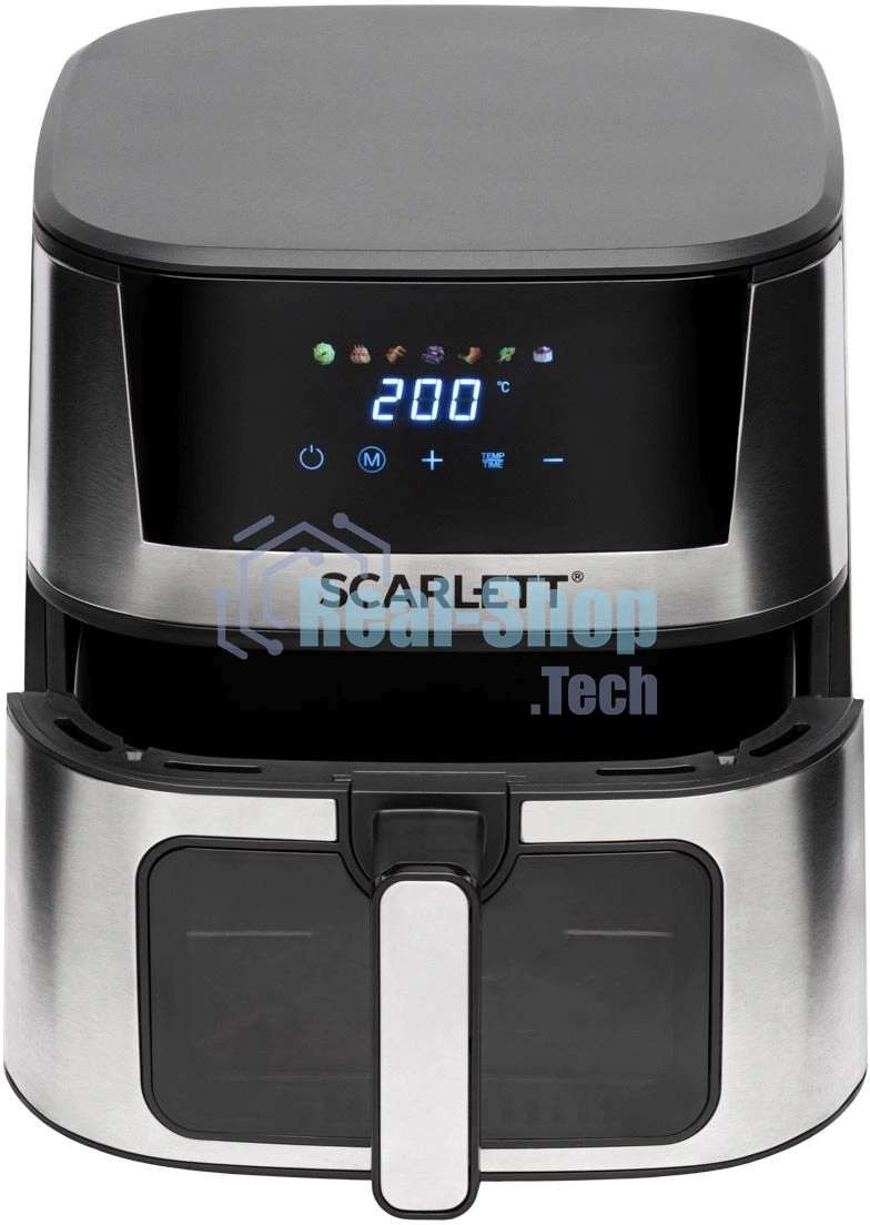 Аэрогриль Scarlett SC-AF15S03D черный/серебристый, 1600 Вт, 7 л, сенсор, 7 программ
