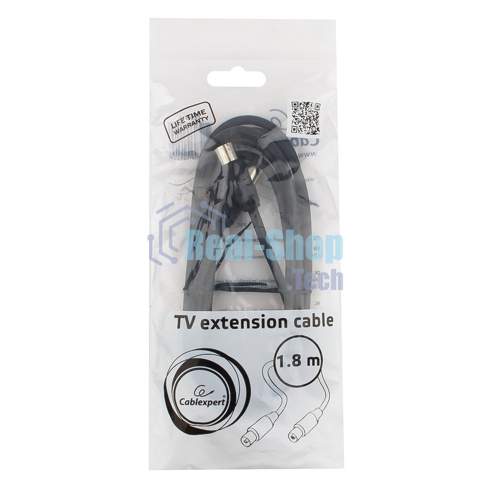 Кабель телевизионный Gembird, CCV-515, Coaxial M/F, 1.8м