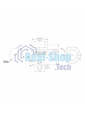 Выключатель-кнопка металл Rexant 250V 2А (2с) (ON)-OFF Ø16.2 зеленый
