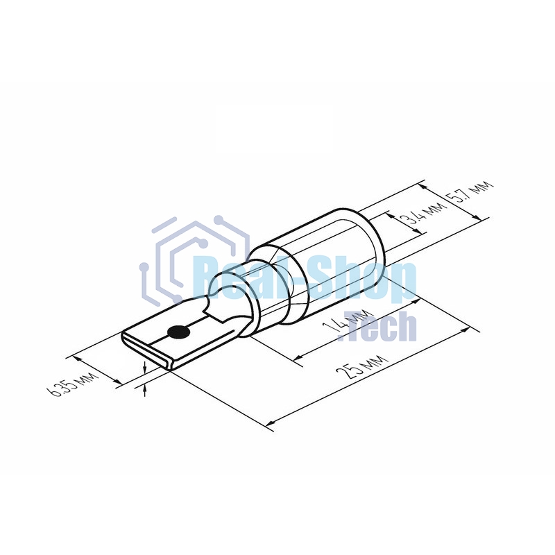 Клемма плоская Rexant изолированная термоусаживаемая штекер 6.35 мм 4-6 мм² (РПи-п-т 6.0-(6.3)) желтый