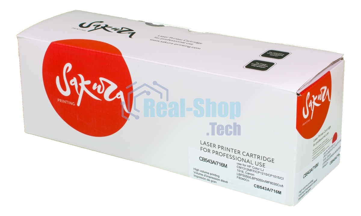 Картридж лазерный Sakura CB543A/716M для HP Color LJ CM1312MFP/CP1215/CP1515/CP1518, Canon LBP5050, LBP5050n, MF8030Cn, MF8040Cn, MF8050Cn, MF8080Cw 1980B002 пурпурный, 1500 к.