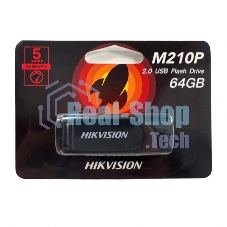 Флешка USB Hikvision M210P (HS-USB-M210P/64G), 64Gb, USB 2.0, R/W 30/15, черный
